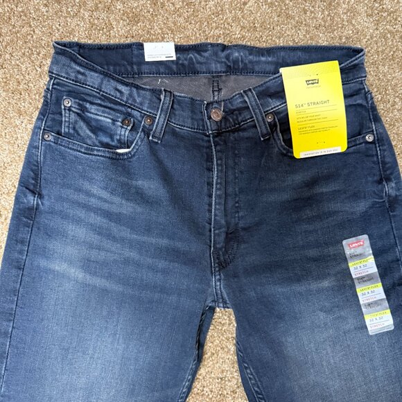Levi's 514 Flex Straight Leg Jeans Mens 32x32 Blue Denim Cotton Stretch Low Rise - Picture 2 of 16